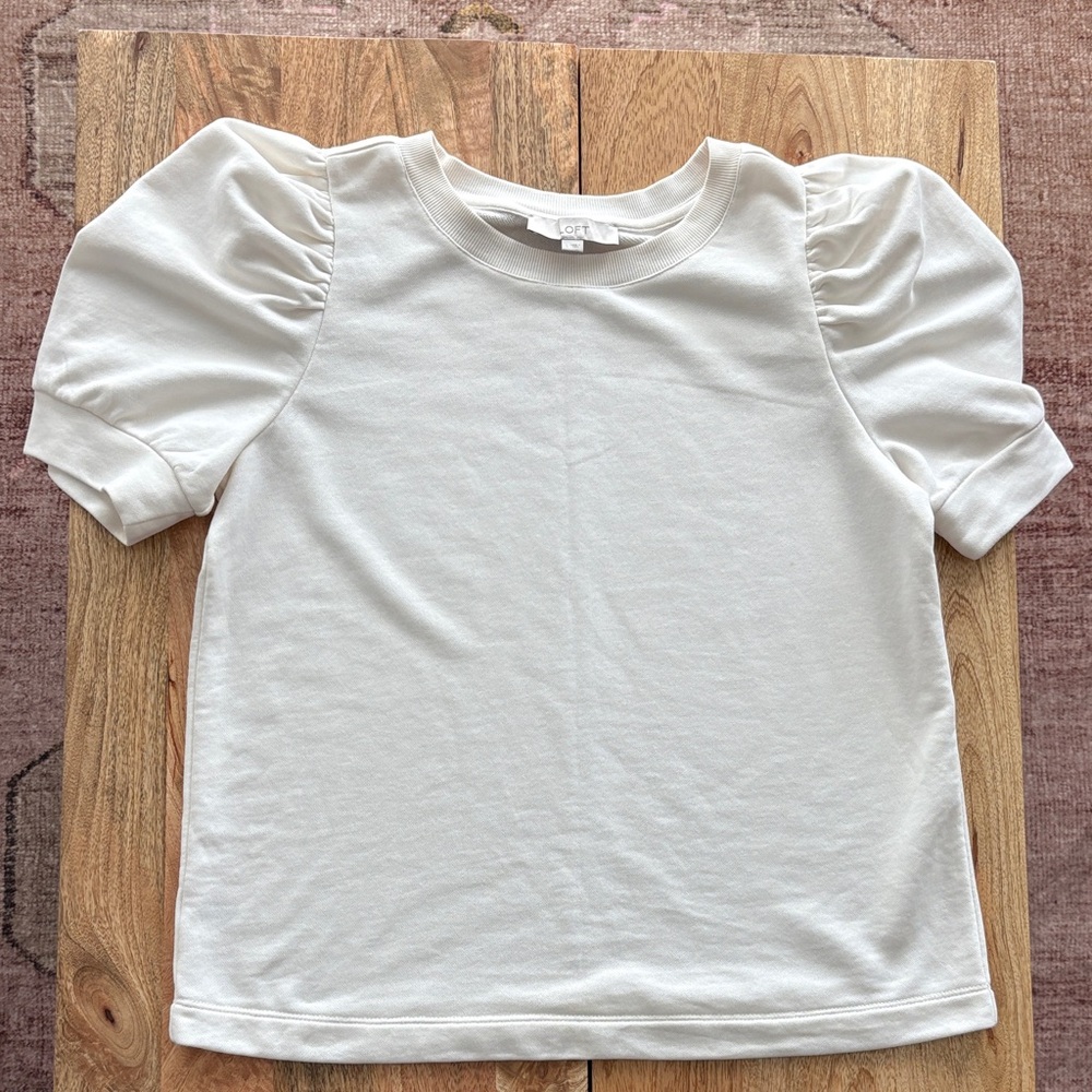 LOFT Cream Puff Sleeve Top, Size L